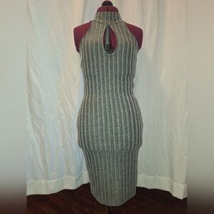 Charlotte Russe Green Ribbed Halter Cocktail Dress